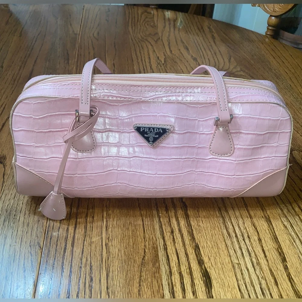 Prada | Bags | Vintage Prada Milano 913 Pink Alligator Handbag